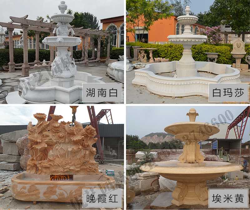 大理石景觀噴泉材質(zhì)，石雕噴泉工廠，定制大理石景觀噴泉